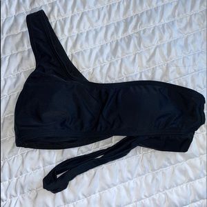 black one shoulder shein swimsuit top